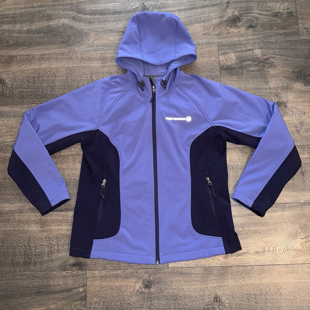 Free Country‎ Womens L Hooded Zip up Jacket Super Soft shell Purple Workout Yoga